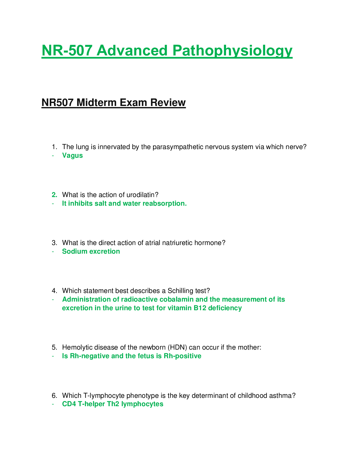 NR507 Week 4 Midterm Exam (2020 / 2021 REVISED VERSION) Advanced